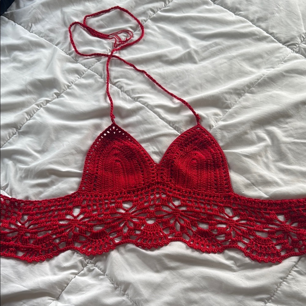 Red Crochet Bralette